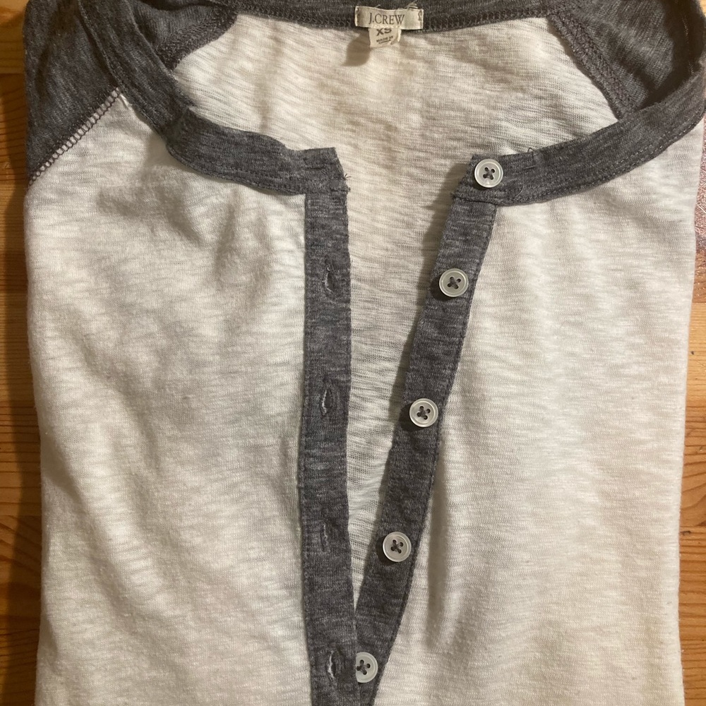 J. Crew Henley Raglan 3/4 Sleeve Baseball Tee size XS